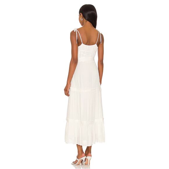 PAIGE Inesa Midi Dress White Coquette Minimalist Size L Party Wedding Guest - Picture 2 of 13